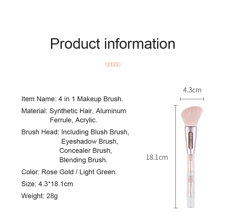 Portable 4-in-1 makeup brush